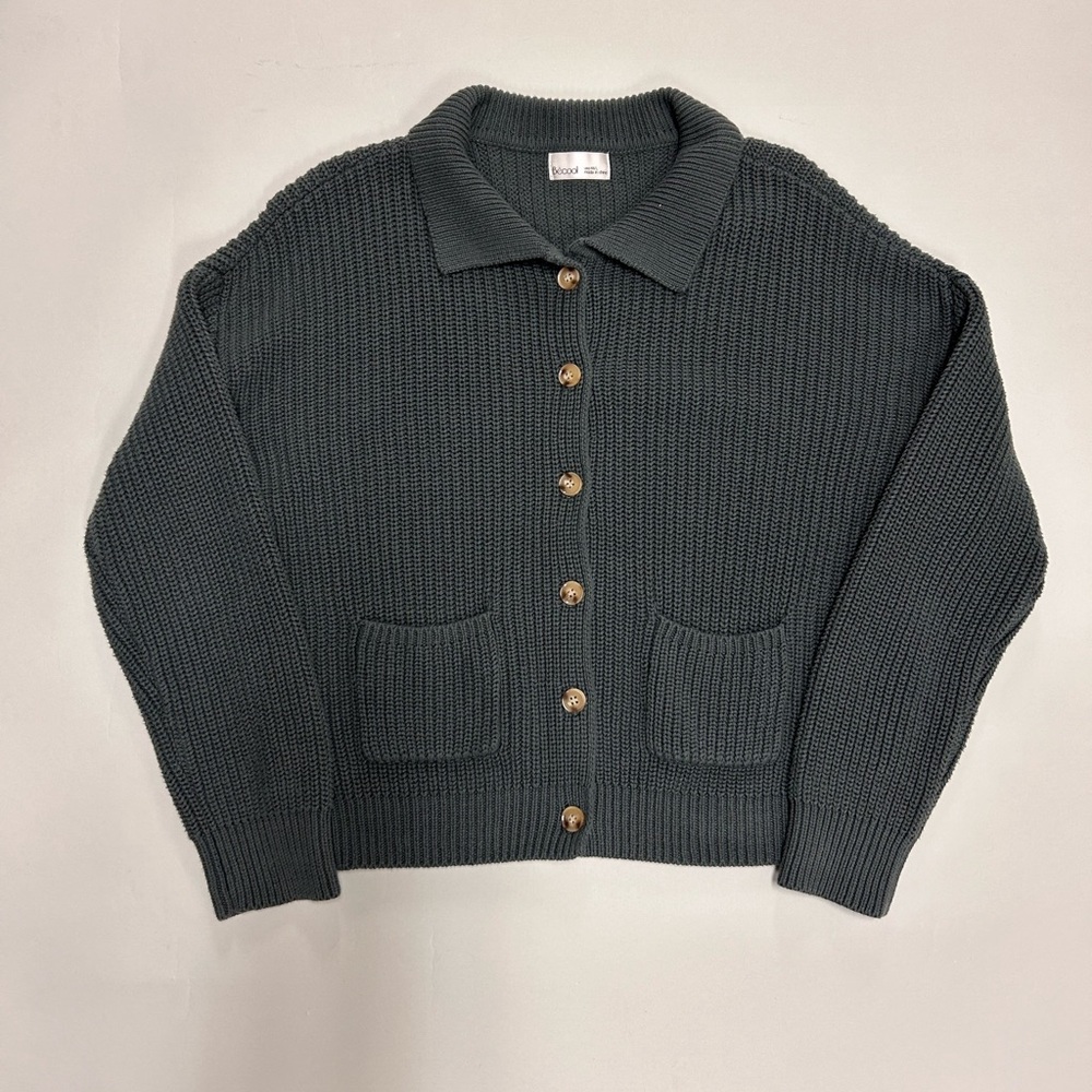 Lily White Charcoal Button-Up Cardigan